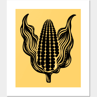 Corn on the Cob black Posters and Art